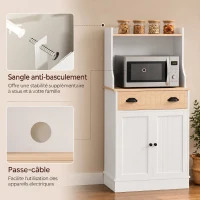 HOMCOM Meuble armoire micro-ondes pour cuisine avec espace ouvert 1 tiroir et placard 2 portes 61 x 35 x 125,4 cm chêne(m-6)