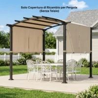 Outsunny Copertura per Gazebo Pergola 3x3 m in Poliestere con Tasche e Cinghie, 488x122 cm, Cachi(m-7)