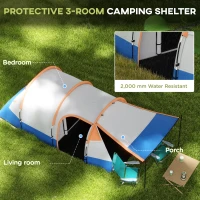 Outsunny Two Man Two-Room Tent, with Porch and Accessories - Orange(m-4)