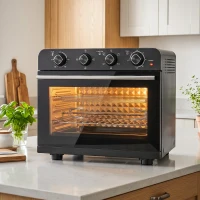 HOMCOM Friteuse à Air Chaud 36L, Four à Air Chaud 1800 W avec Rôtissoire, Plaque de Cuisson, Panier de Friture et Grille, Noir(m-2)