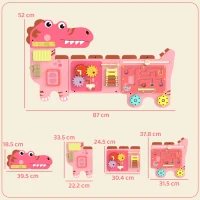 AIYAPLAY Busy Board Panels, Wall Mounted Montessori Inspired Busy Board, Toddler Learning Centre Dinosaur Theme, Pink(m-3)