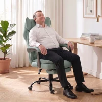 HOMCOM Executive Office Chair, Leathaire Big and Tall Office Chair 180 kg with Wide Seat, Reclining, Lumbar Support, Blue(m-9)