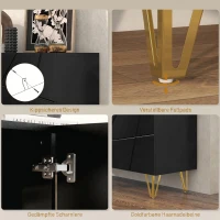 HOMCOM Dulap Mobil cu 2 Dulapuri și Raft Reglabil, din PAL și Metal, 120x40x75 cm, Negru și Auriu(m-7)