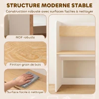 AIYAPLAY Bureau et Chaise pour Enfant 5 en 1 avec Bibliothèque et Banc Coffre à Roulettes, pour 3 à 8 Ans, Blanc(m-7)