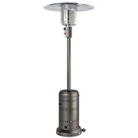 Outsunny Riscaldatore da Esterno con Spegnimento Automatico e Rotelle, 82x82x223 cm, Marrone Scuro(m-11)