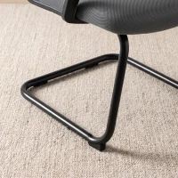 HOMCOM Padded Meeting Office Chair, Ergonomic Desk Chair No Wheels with Sled Base for Bedroom, Waiting, Reception, Dark Grey(m-10)