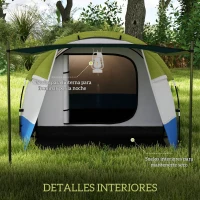 Outsunny Tienda de Campaña Plegable para 2 Personas 2 Habitaciones Bolsa de Transporte 420x200x150 cm Azul Oscuro y Verde(m-6)