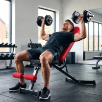SPORTNOW Banco de Pesas Plegable con Bandas de Resistencia Respaldo Ajustable Plano/Inclinación/Declive Extensión de Piernas(m-10)