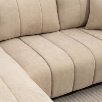 HOMCOM Canapé d'Angle Modulable 242 cm, Canapé 3 Places en L avec Méridienne Réversible, 2 Oreillers, Tissu Aspect Lin, Beige(m-13)