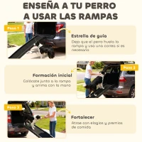 PawHut Rampa para Perros 155 cm Rampa para Perros para Coche Plegable con Asa Ángulo Ajustable Negro(m-8)