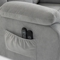 HOMCOM Fauteuil met opstahulp, massagefunctie en lendenverwarming, recliner met afstandsbedieningen en zijvakken, lichtgrijs(m-10)