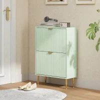 HOMCOM Elegant Two-Drawer Shoe Cabinet - Light Green(m-8)
