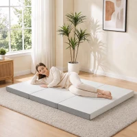 HOMCOM Matelas Pliable 195x120 cm, 10 cm, Housse Lavable, Idéal pour Invités/Camping(m-6)