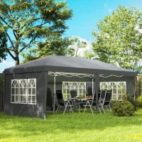 Outsunny Tonnelle pop-up pliante - tente de réception - 3 x 6 m 3 cotés démontables gris(m-2)