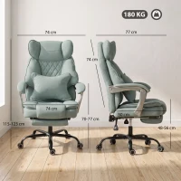 HOMCOM Executive Office Chair, Leathaire Big and Tall Office Chair 180 kg with Wide Seat, Reclining, Lumbar Support, Blue(m-3)