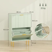 HOMCOM Elegant Two-Drawer Shoe Cabinet - Light Green(m-3)