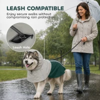 PawHut Dog Raincoat with Hood, Waterproof & Breathable Rain Jacket with Leash Hole, for Extra Large Dogs, Green, XL(m-7)