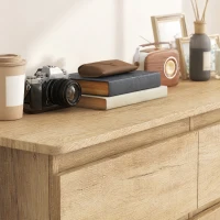 HOMCOM Commode 6 tiroirs meuble de rangement sans poignées design minimaliste 120 x 39 x 75 cm chêne(m-10)