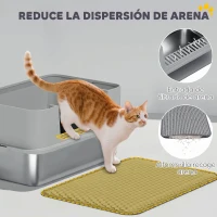 PawHut Arenero para Gatos de Acero Inoxidable XL con Borde Alto Pala Fácil de Limpiar Prueba de Fugas 60x40x29,5 cm Gris(m-6)