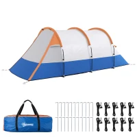 Outsunny Two Man Two-Room Tent, with Porch and Accessories - Orange(m-11)