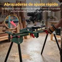 HOMCOM Soporte Sierra Ingletadora Universal con Rodillos Extensibles 94-195 cm Ajustable y Plegable Carga 150 kg Verde(m-6)