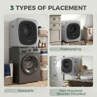 HOMCOM 4kg Vented Tumble Dryer with 5 Drying Mode, 800W Compact Freestanding Front Tumble Dryer, Silver(m-8)