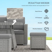 Outsunny Seven-Piece Firepit Table Rattan Sofa Set - Grey(m-4)
