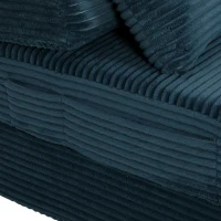 HOMCOM Sofá Cama Dobrável 3 em 1 Poltrona 1 Lugar Conversível em Veludo Canelado Bolsos Laterais Travesseiro Azul(m-8)