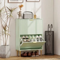 HOMCOM Elegant Two-Drawer Shoe Cabinet - Light Green(m-2)