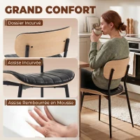 HOMCOM Lot de 2 Chaises de Salle à Manger, Chaises Cuisine sans Accoudoirs, Dossier Incurvé et Assise Rembourrée en PU, Noir(m-4)