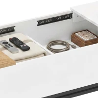 HOMCOM Table Basse Extensible avec Plateau Coulissant, Table de Salon avec Rangement Caché et Pieds en Acier, Blanc(m-13)
