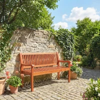 Outsunny Banc de Jardin Banc Extérieur 2 Places avec Housse Imperméable et Dossier Ergonomique Bois Marron Clair(m-2)