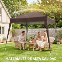 Outsunny Carpa Plegable 2,4x2,4 m Pop-up Cenador de Jardín Altura Ajustable con Bolsa de Transporte Anti-UV Impermeable Café(m-4)
