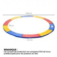HOMCOM Coussin de protection pour trampoline de remplacement Ø 244 cm résistant aux rayons UV, anti déchirure multicolore(m-3)