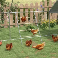 PawHut Percha para Gallinas de 4 Niveles de Madera y Acero para 4-6 Gallinas 140x86 cm para Gallineros de Tubos 25 mm Natural(m-2)