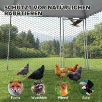 PawHut Enclos poulailler extérieur 10 m² parc grillagé 400 x 346 x 263 cm - espace couvert - 10-15 poules(m-9)