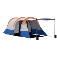 Outsunny Tienda de Campaña para 2 Personas con 2 Habitaciones y Bolsa de Transporte Impermeable 420x200x150 cm Multicolor(m-1)
