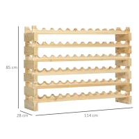 HOMCOM Casier à bouteilles pour 72 bouteilles, étagère à vin avec 6 niveaux modulable et superposable, casier à vin en bois de sapin massif, pour cave, bars, sous-sols, 114x28x85cm, bois naturel(m-3)