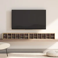 HOMCOM Set de 2 Estanterías para CDs y DVDs con 12 Compartimentos Estantes Ajustables 21x22,5x88,5 cm Roble(m-9)