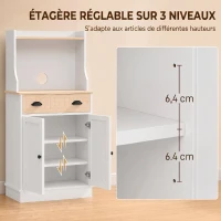 HOMCOM Meuble armoire micro-ondes pour cuisine avec espace ouvert 1 tiroir et placard 2 portes 61 x 35 x 125,4 cm chêne(m-5)