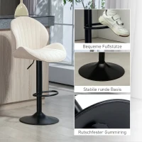 HOMCOM Set 2 Scaune de Bar tip Scoică cu Suport pentru Picioare, din Material Textil cu Efect de Catifea, 48x50x94-115 cm, Negru și Bej(m-8)
