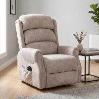 HOMCOM Fauteuil releveur électrique massage par vibrations et chaleur, fauteuil relax électrique en velours, 80x160x82cm, beige(m-2)