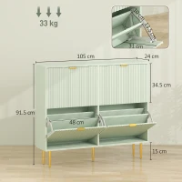 HOMCOM Elegant Four-Drawer Shoe Cabinet - Light Green(m-3)