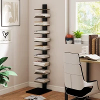 HOMCOM Regal-Turm 11 Ablagen, hohes schmales platzsparendes Regal, Rustikales Braun(m-2)