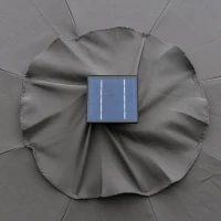 Outsunny 2.7m Garden Parasol Sun Umbrella w/ LED Solar Light Angled Canopy Grey(m-8)