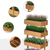 Outsunny Jardinera de Madera de 4 Niveles Jardinera Elevada Exterior con Orificios de Drenaje 80x45x142 cm Naranja(m-7)