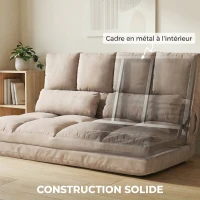 HOMCOM Chauffeuse Matelas d'appoint Pliant - Fauteuil Convertible - Inclinaison Dossier réglable 14 Positions - 2 Coussins(m-7)
