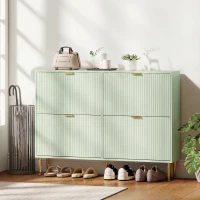 HOMCOM Elegant Four-Drawer Shoe Cabinet - Light Green(m-10)