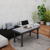 Outsunny Table basse de jardin rectangulaire table de jardin avec plateau SPC à effet bois en métal, 100 x 52 x 46 cm, noir(m-7)