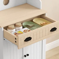 HOMCOM Mueble armario para microondas para cocina con espacio abierto 1 cajón y armario 2 puertas 61 x 35 x 125,4 cm roble(m-7)